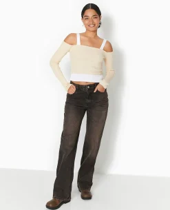Top Court Effet 2 En 1 - Beige