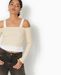 Top Court Effet 2 En 1 - Beige