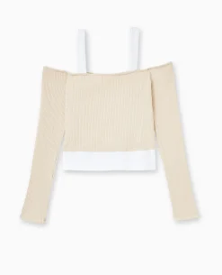 Top Court Effet 2 En 1 - Beige