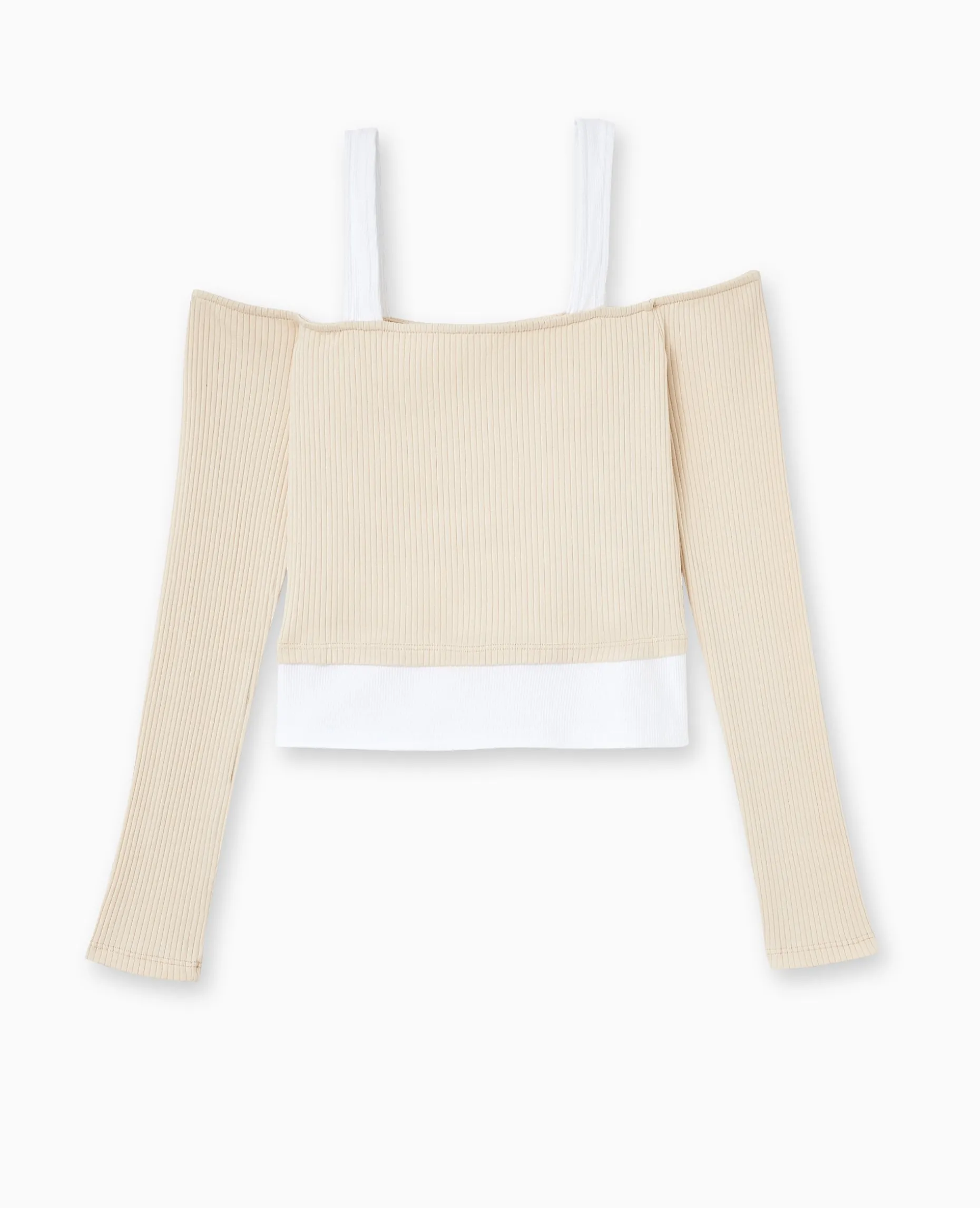 Top Court Effet 2 En 1 - Beige
