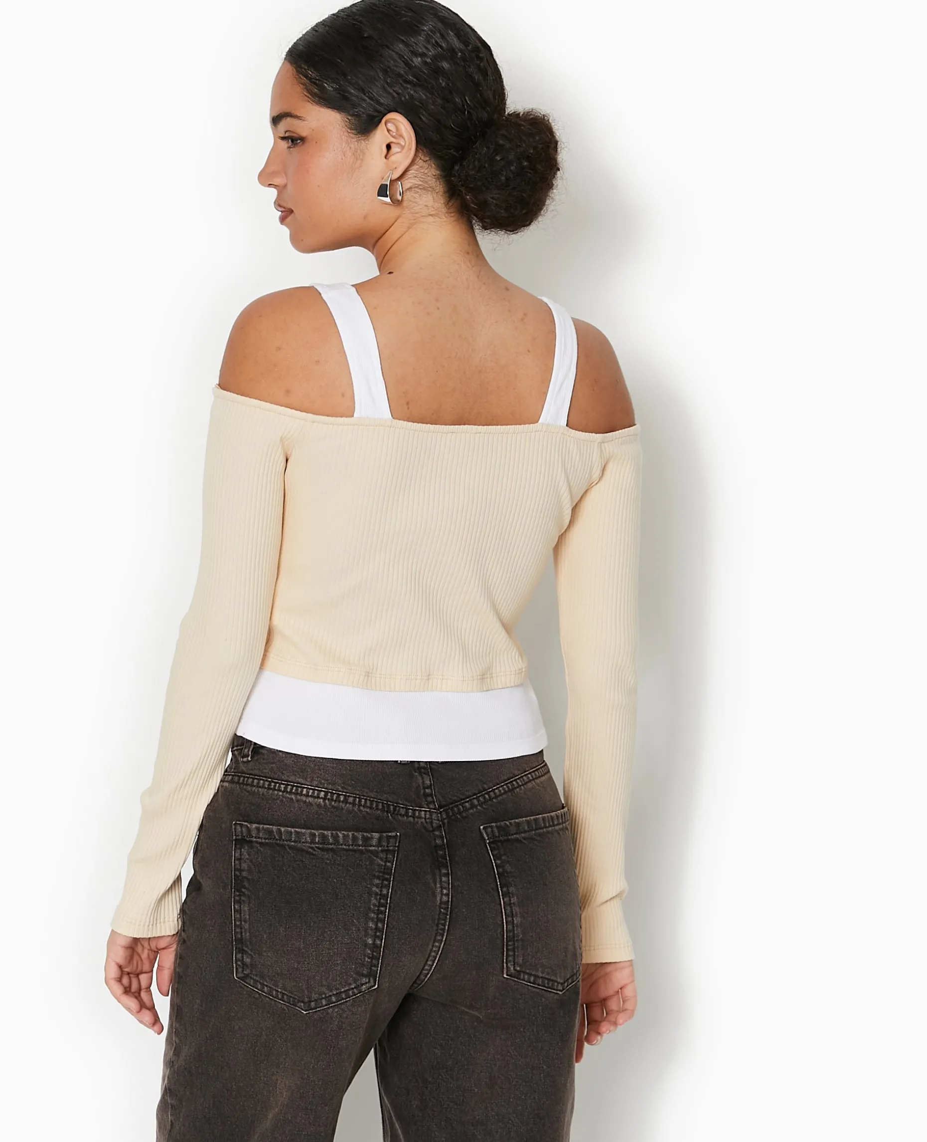Top Court Effet 2 En 1 - Beige