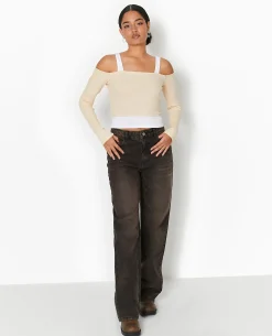 Top Court Effet 2 En 1 - Beige