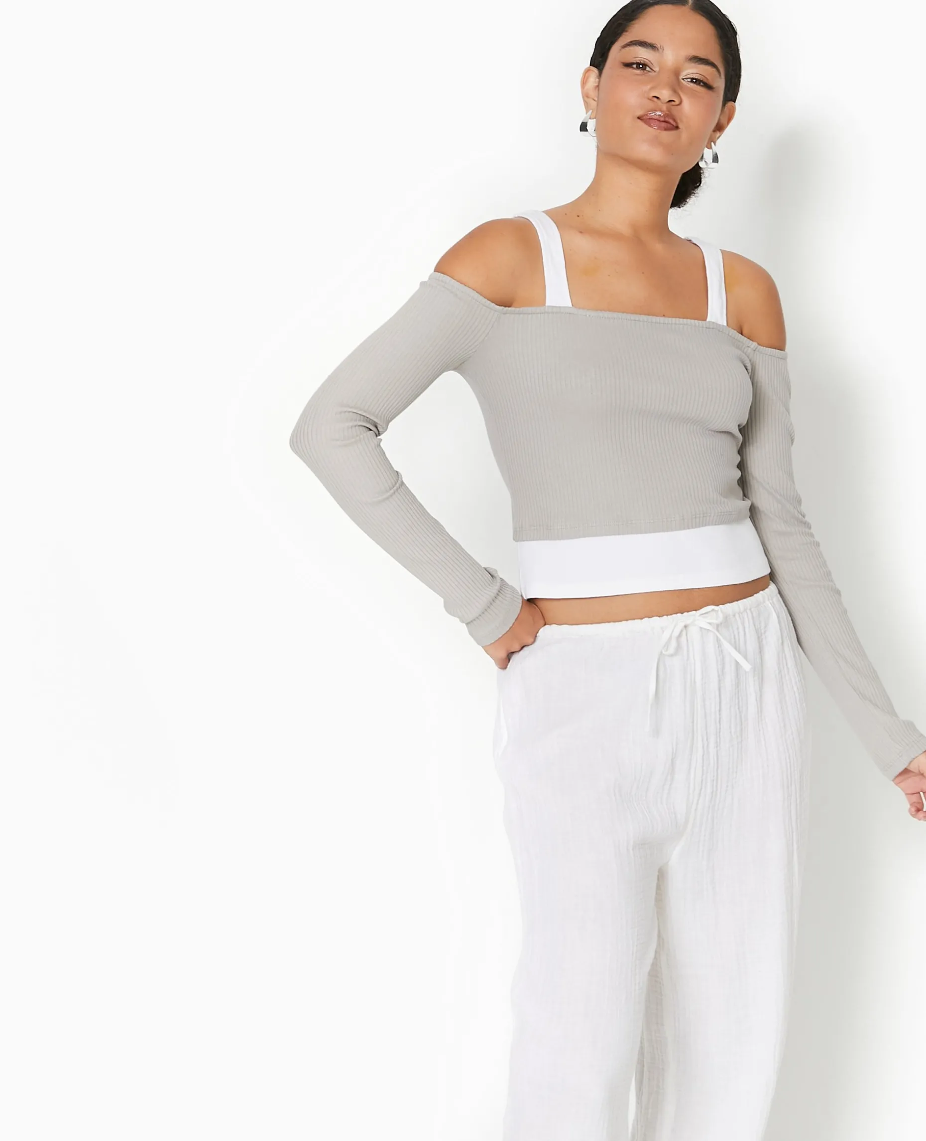 Top Court Effet 2 En 1 - Gris