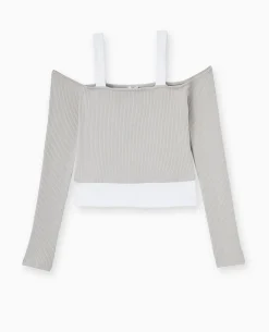 Top Court Effet 2 En 1 - Gris