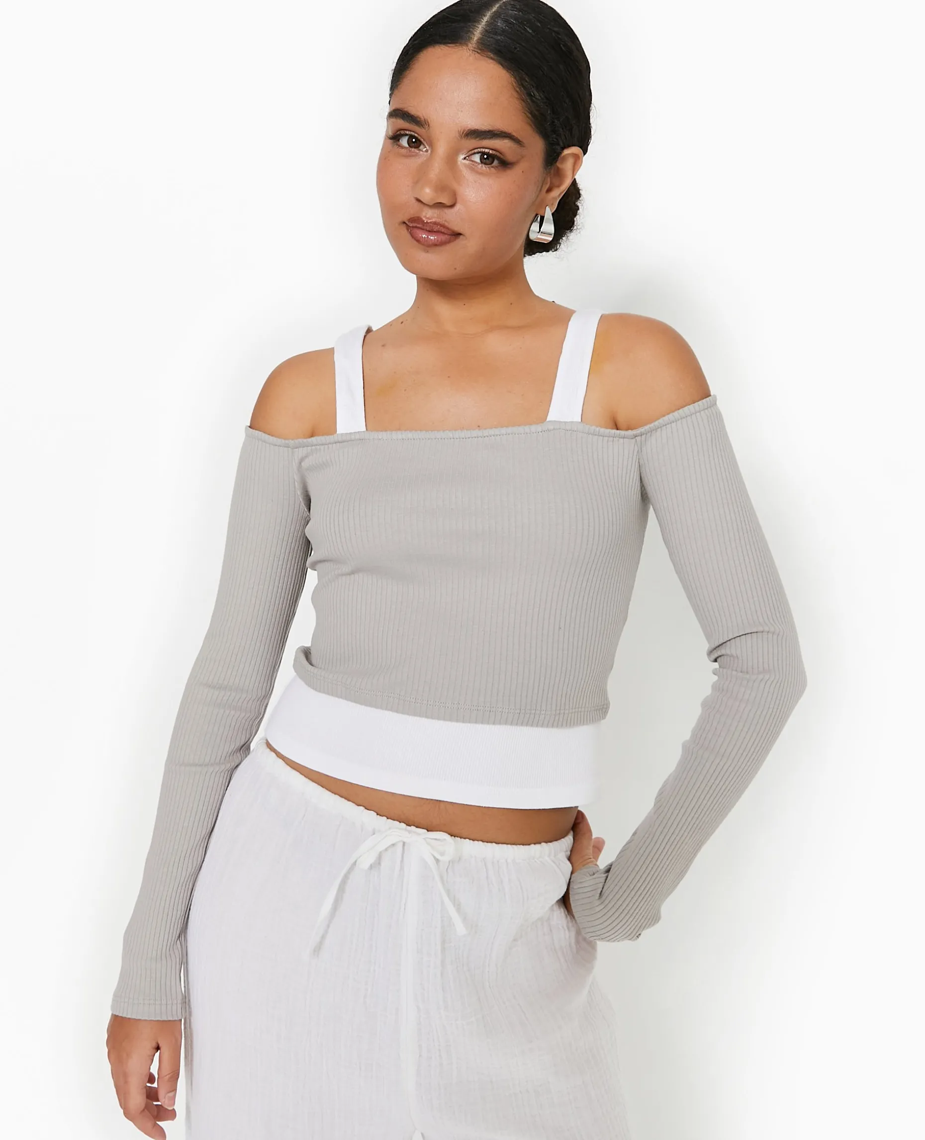 Top Court Effet 2 En 1 - Gris