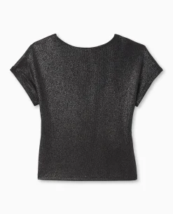 Top Court En Maille Brillante Avec Dos Ouvert - Noir