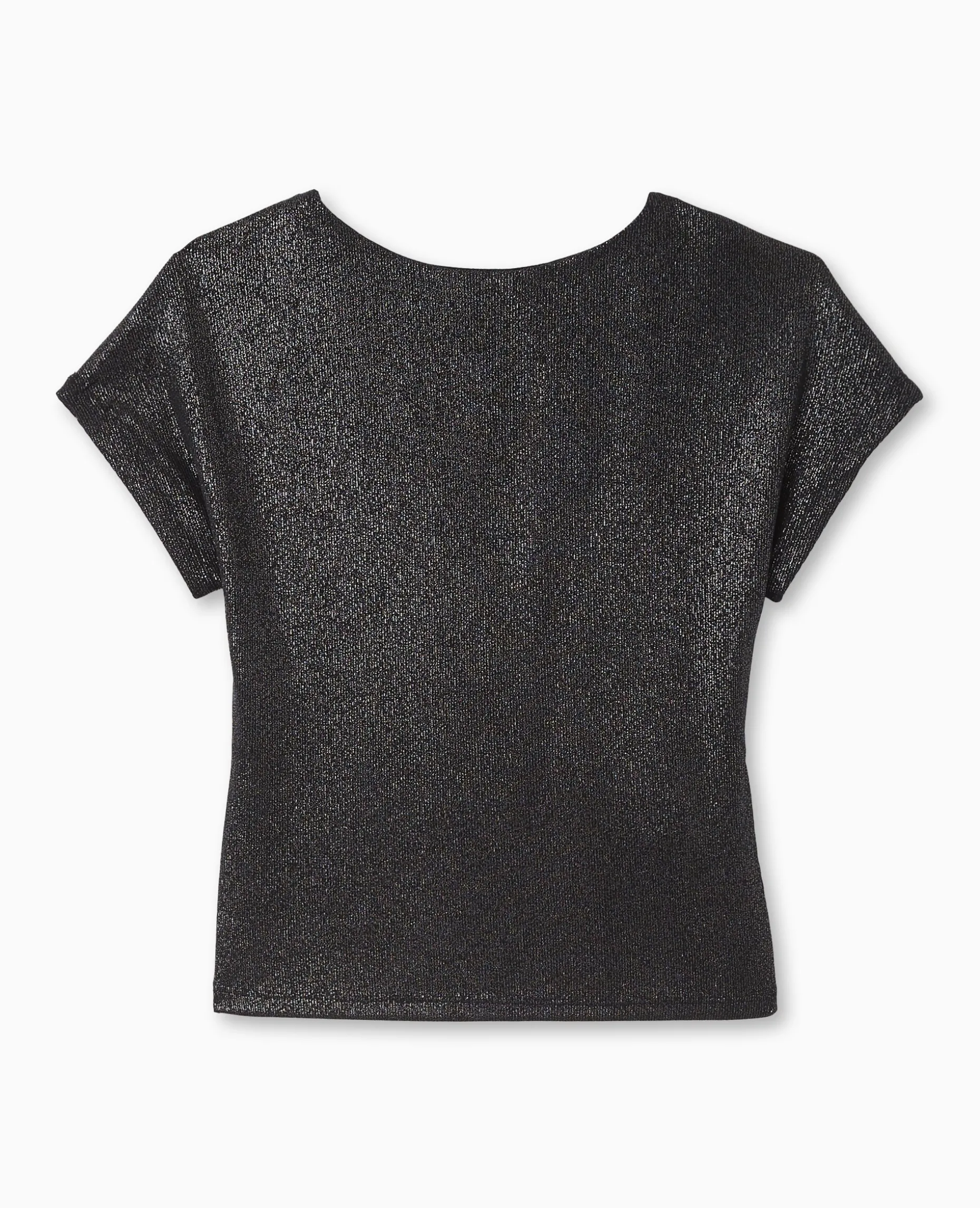 Top Court En Maille Brillante Avec Dos Ouvert - Noir