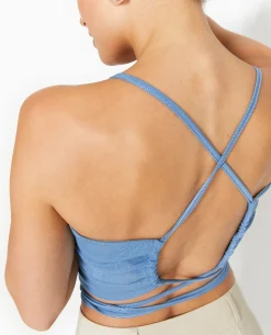 Top Cropped Dos-nu Avec Lurex - Bleu