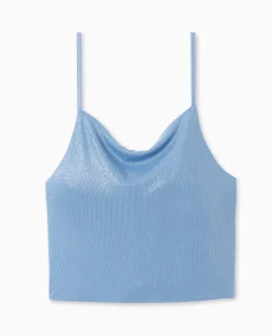 Top Cropped Dos-nu Avec Lurex - Bleu