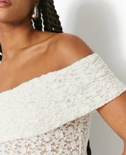Top En Dentelle Encolure Bardot - Blanc