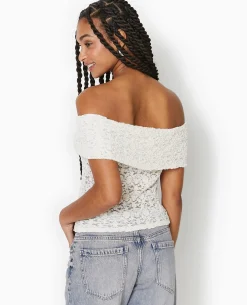 Top En Dentelle Encolure Bardot - Blanc