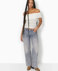 Top En Dentelle Encolure Bardot - Blanc
