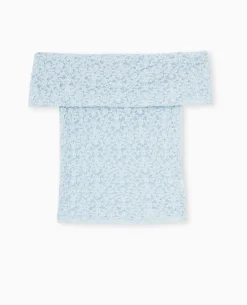 Top En Dentelle Encolure Bardot - Bleu Clair