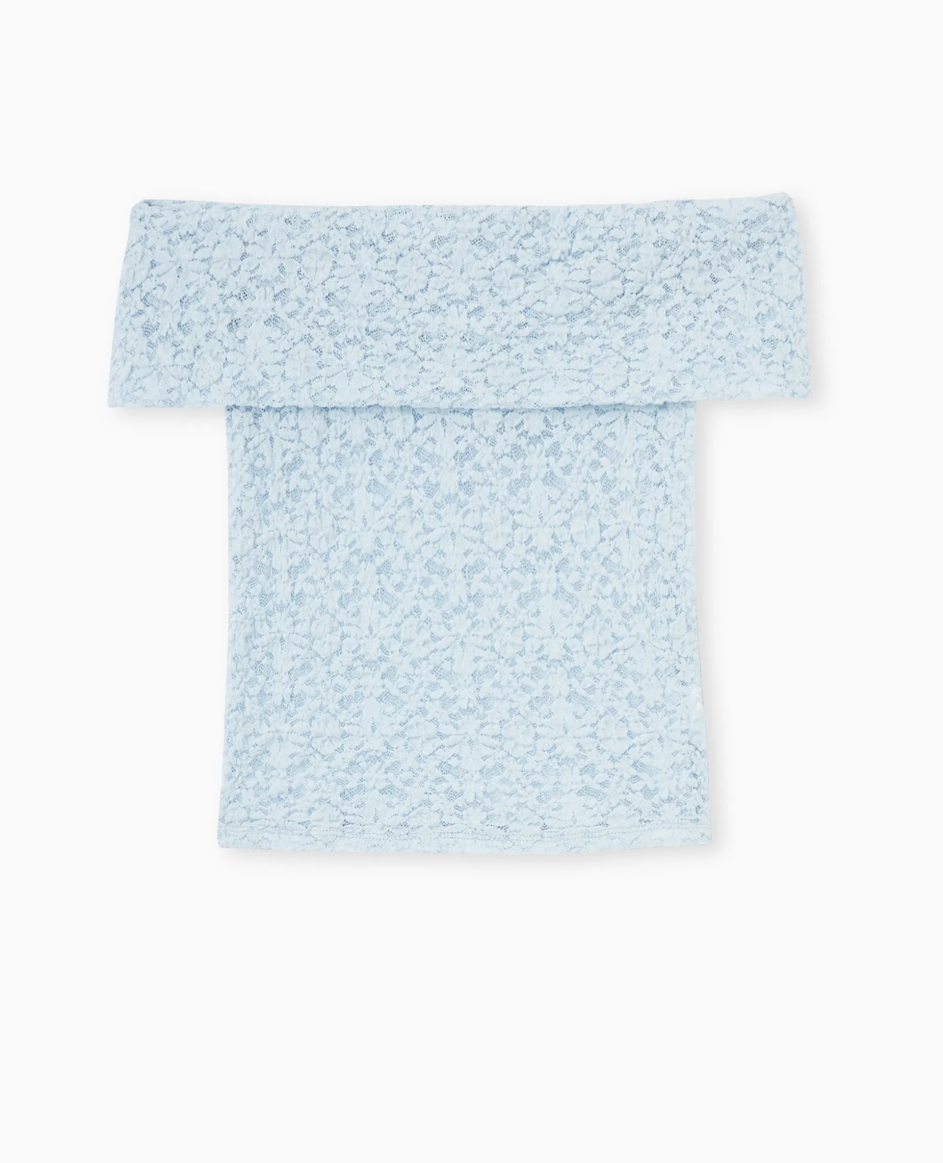 Top En Dentelle Encolure Bardot - Bleu Clair