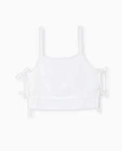 Top En Gaze De Coton Avec Nœuds Sur Les Côtés - Blanc