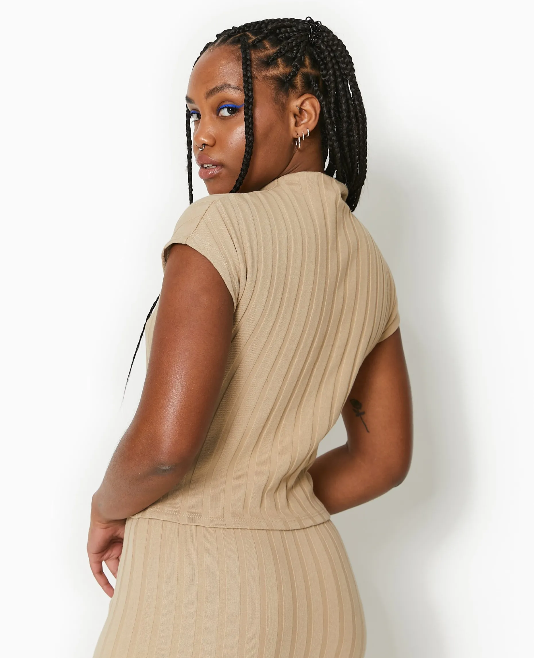 Top En Maille Côtes Plates - Beige