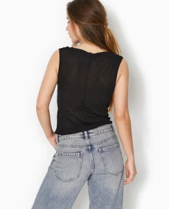 Top En Maille Légè;re Avec Encolure Bénitier - Noir