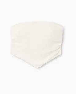 Top Foulard En Triangle En Tissu Effet Lin - Blanc