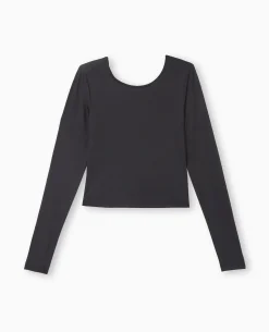 Top Manches Longues Dos-nu Avec Sangles - Noir