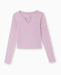 Top Manches Longues En Maille Côtelée - Rose
