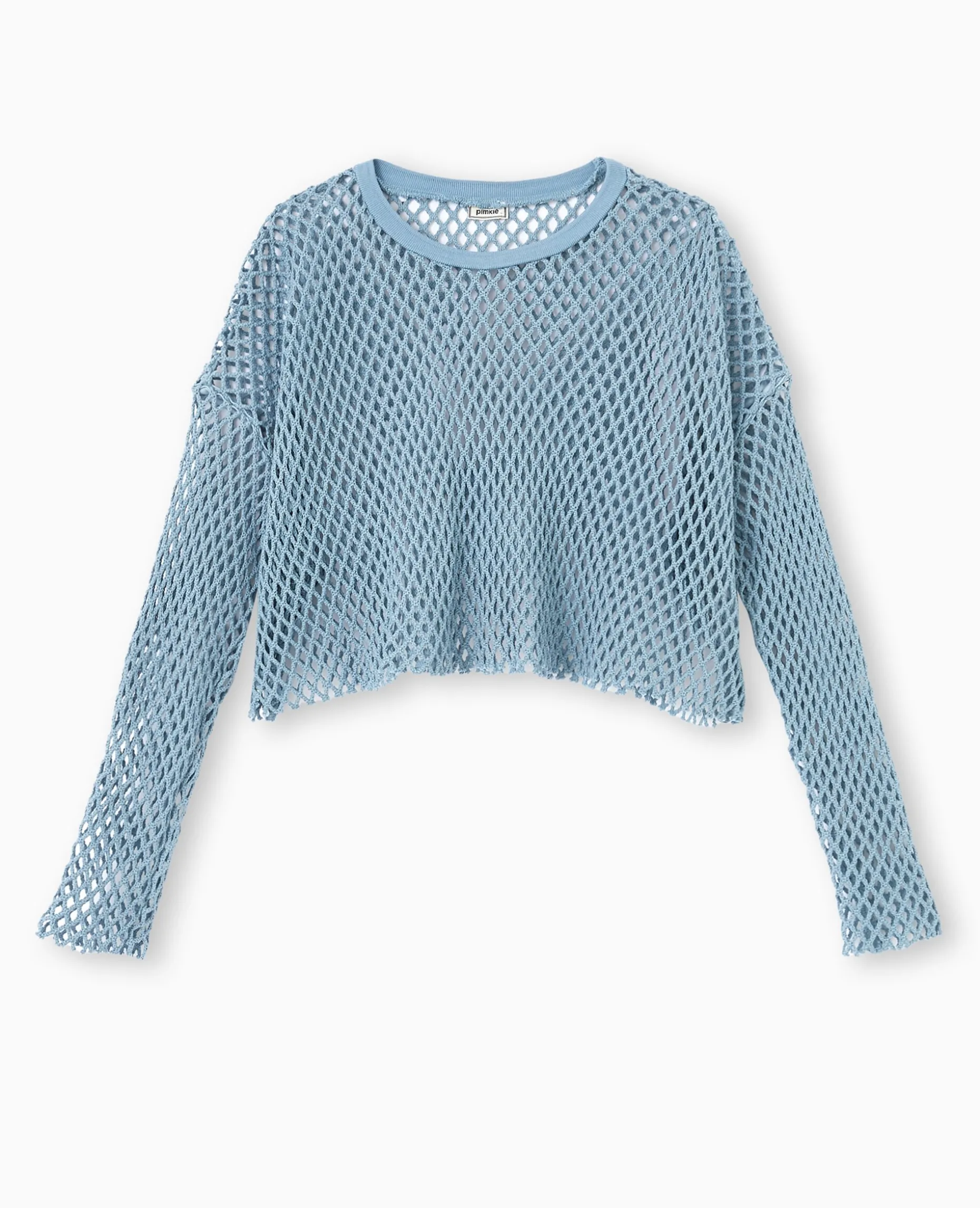 Top Manches Longues En Maille Filet - Bleu