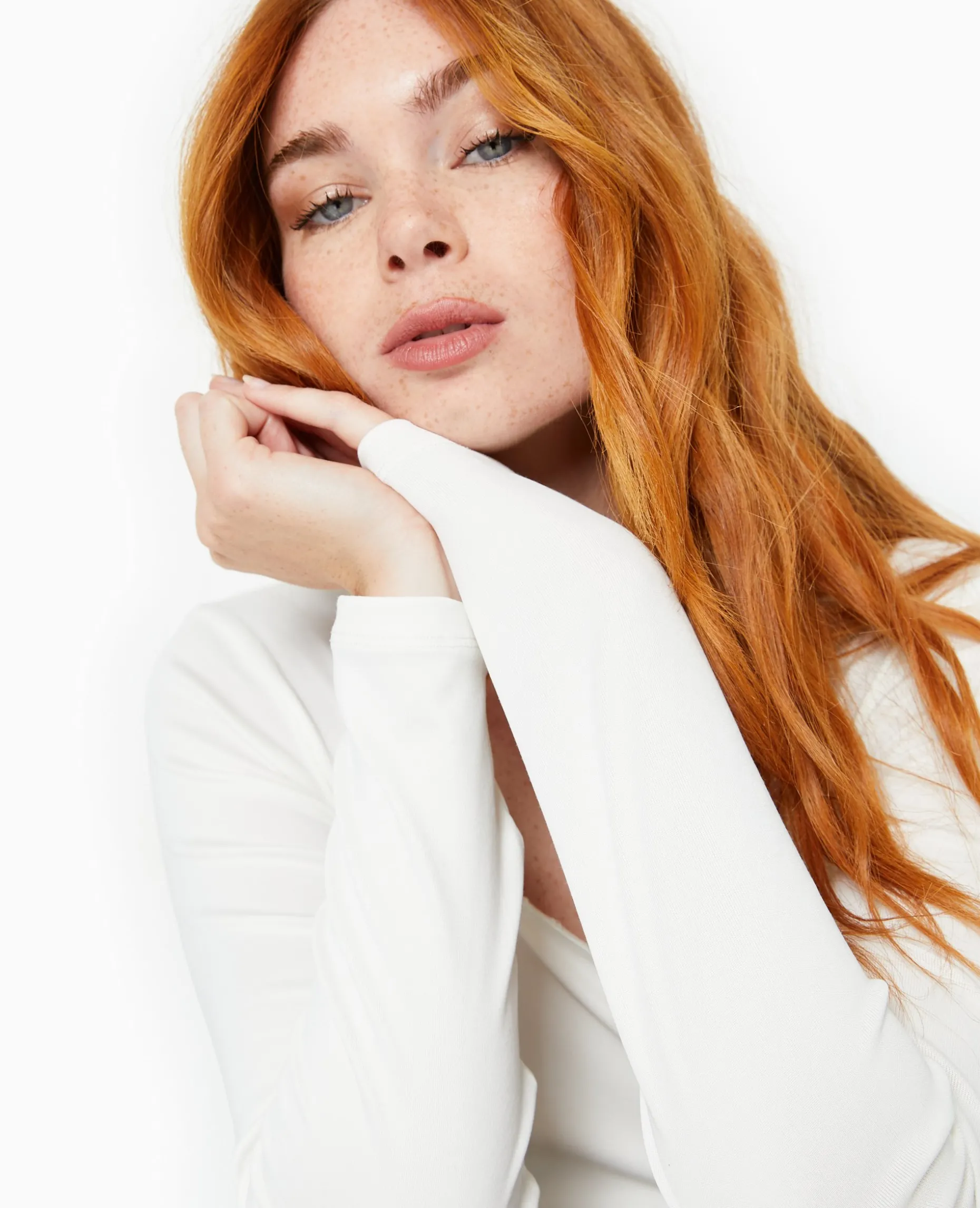 Top Manches Longues En Maille Extensible - Blanc
