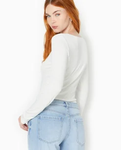 Top Manches Longues En Maille Extensible - Blanc