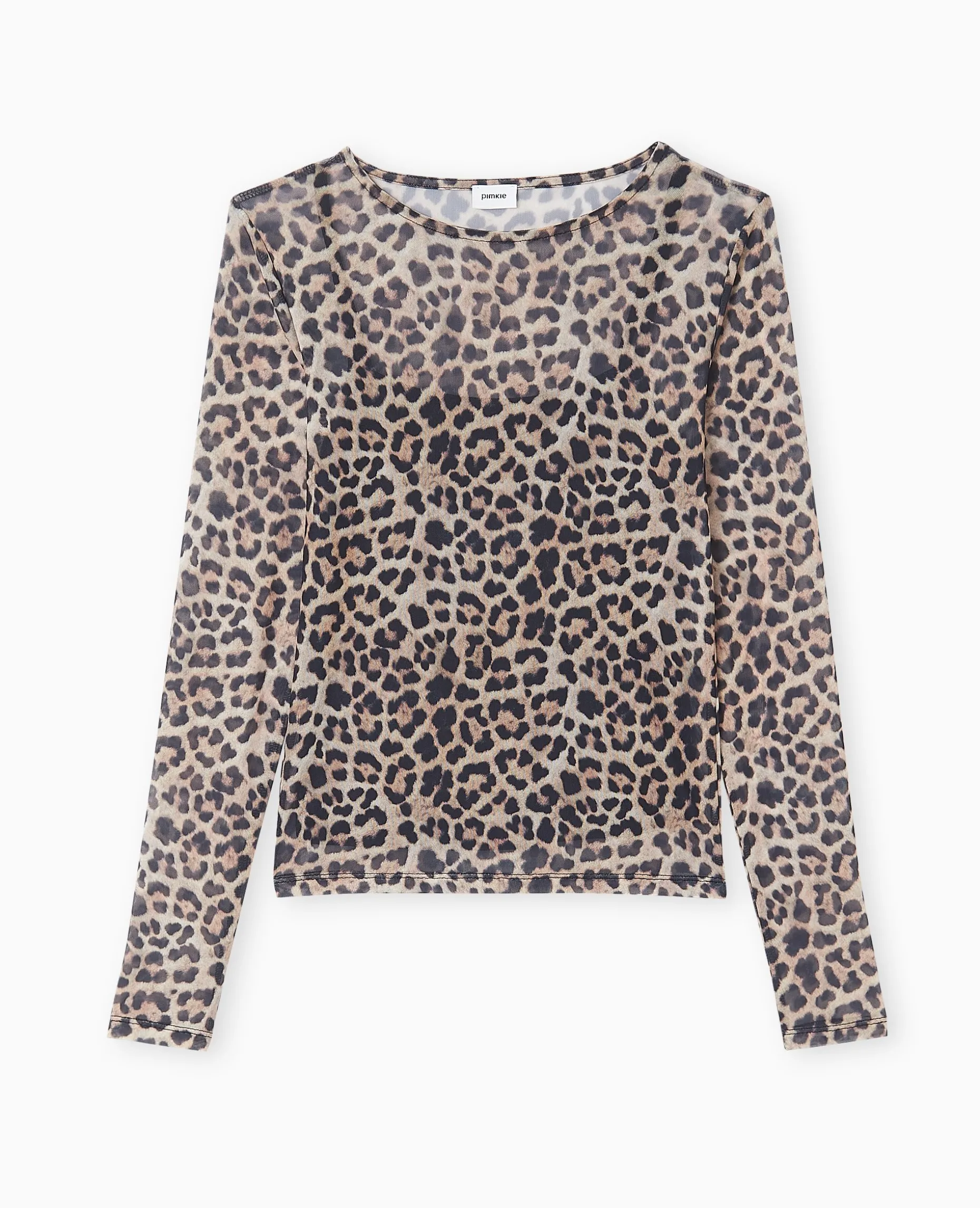 Top Manches Longues En Résille Motif Léopard - Marron
