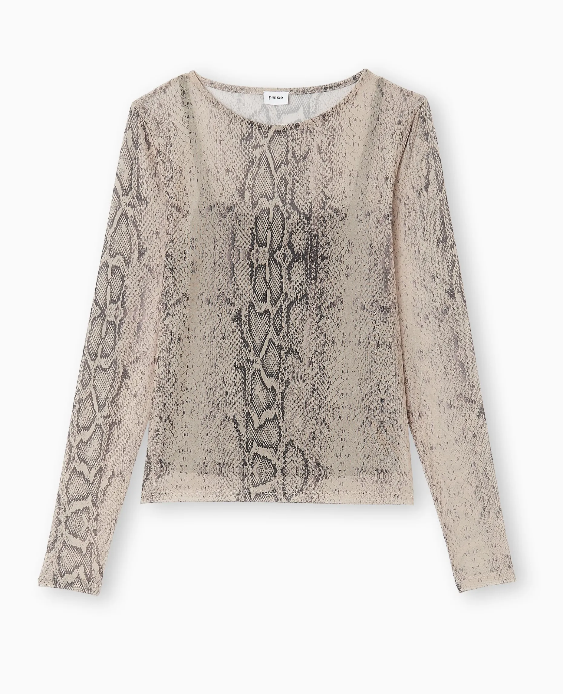 Top Manches Longues En Résille Motif Python - Blanc