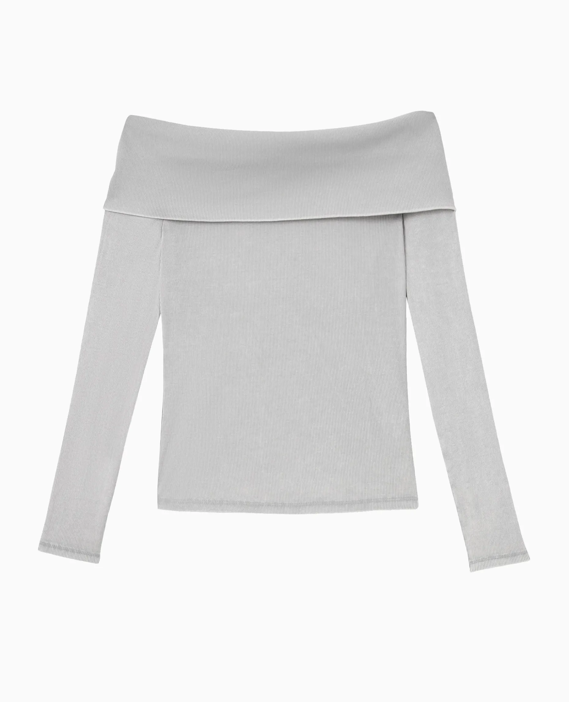 Top Manches Longues Encolure Bardot - Gris Clair