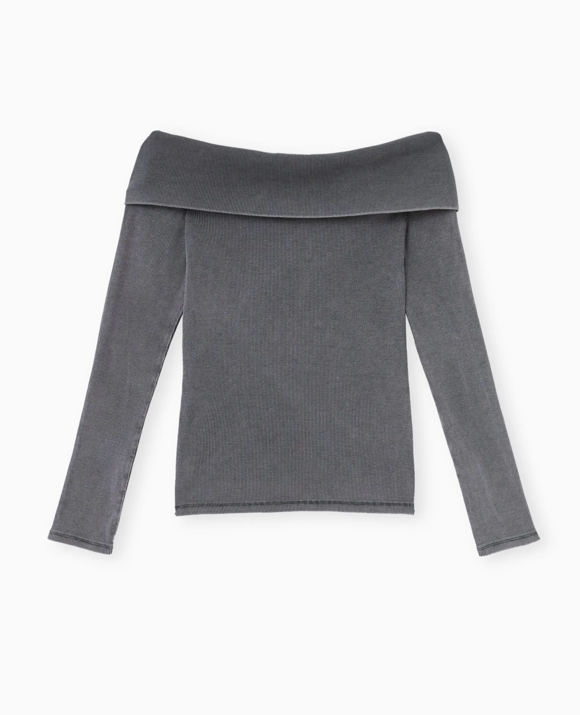 Top Manches Longues Encolure Bardot - Gris Foncé