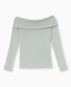 Top Manches Longues Encolure Bardot - Vert