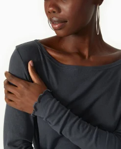 Top Manches Longues Encolure Bateau - Gris Foncé