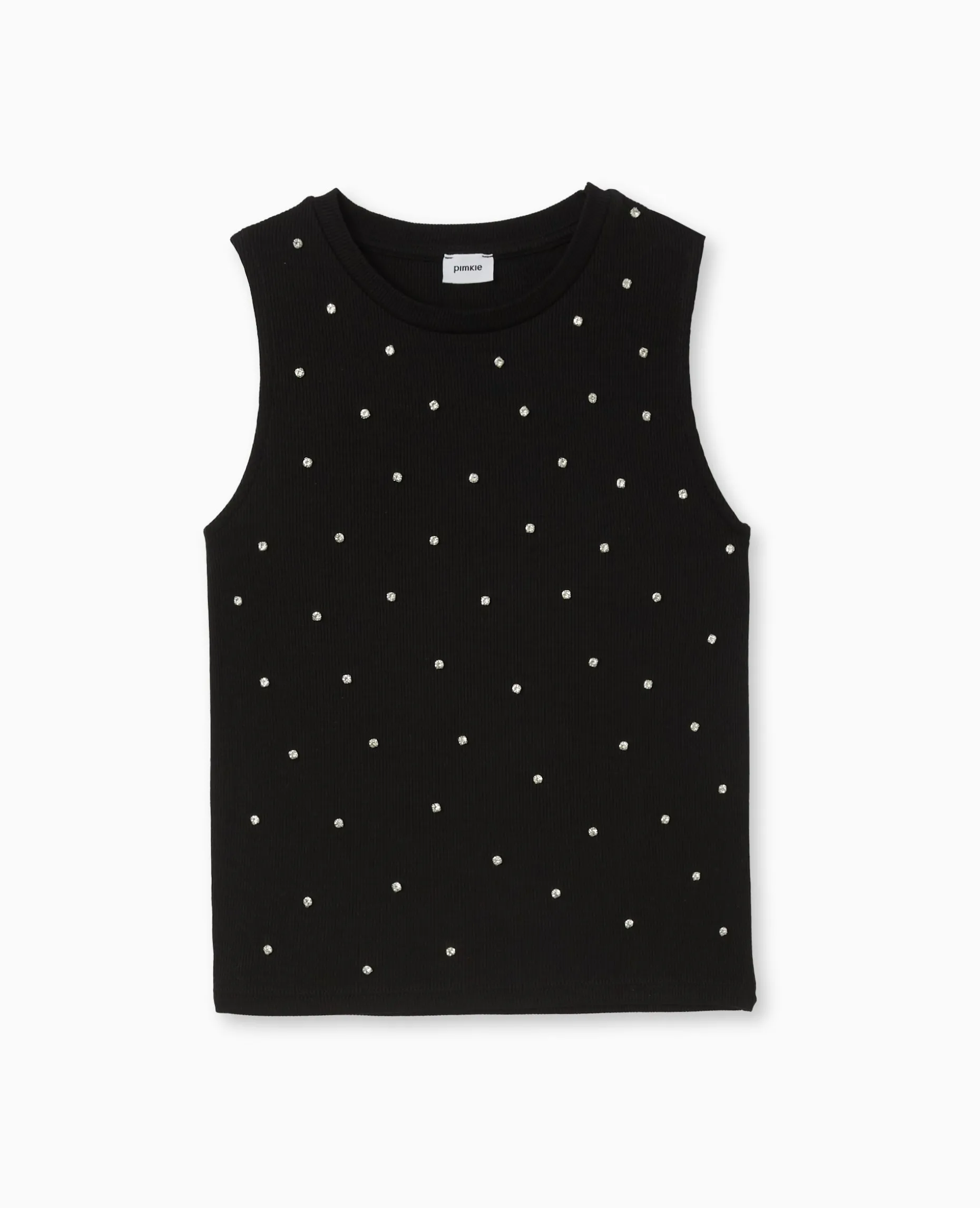 Top Sans Manches Avec Strass En All Over - Noir