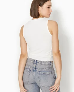 Top Sans Manches Avec Strass En All Over - Blanc