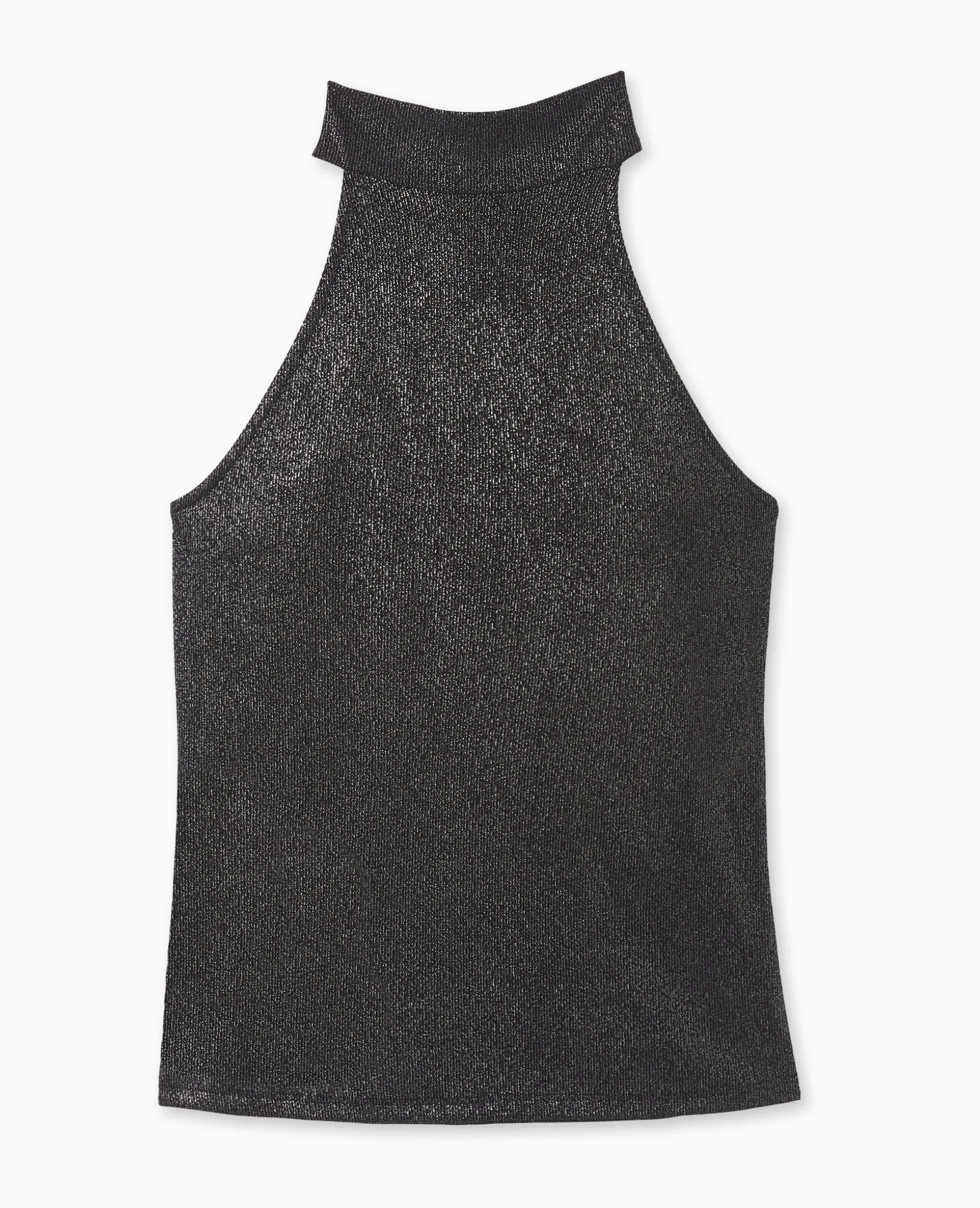 Top Sans Manches Col Montant Avec Lurex - Noir