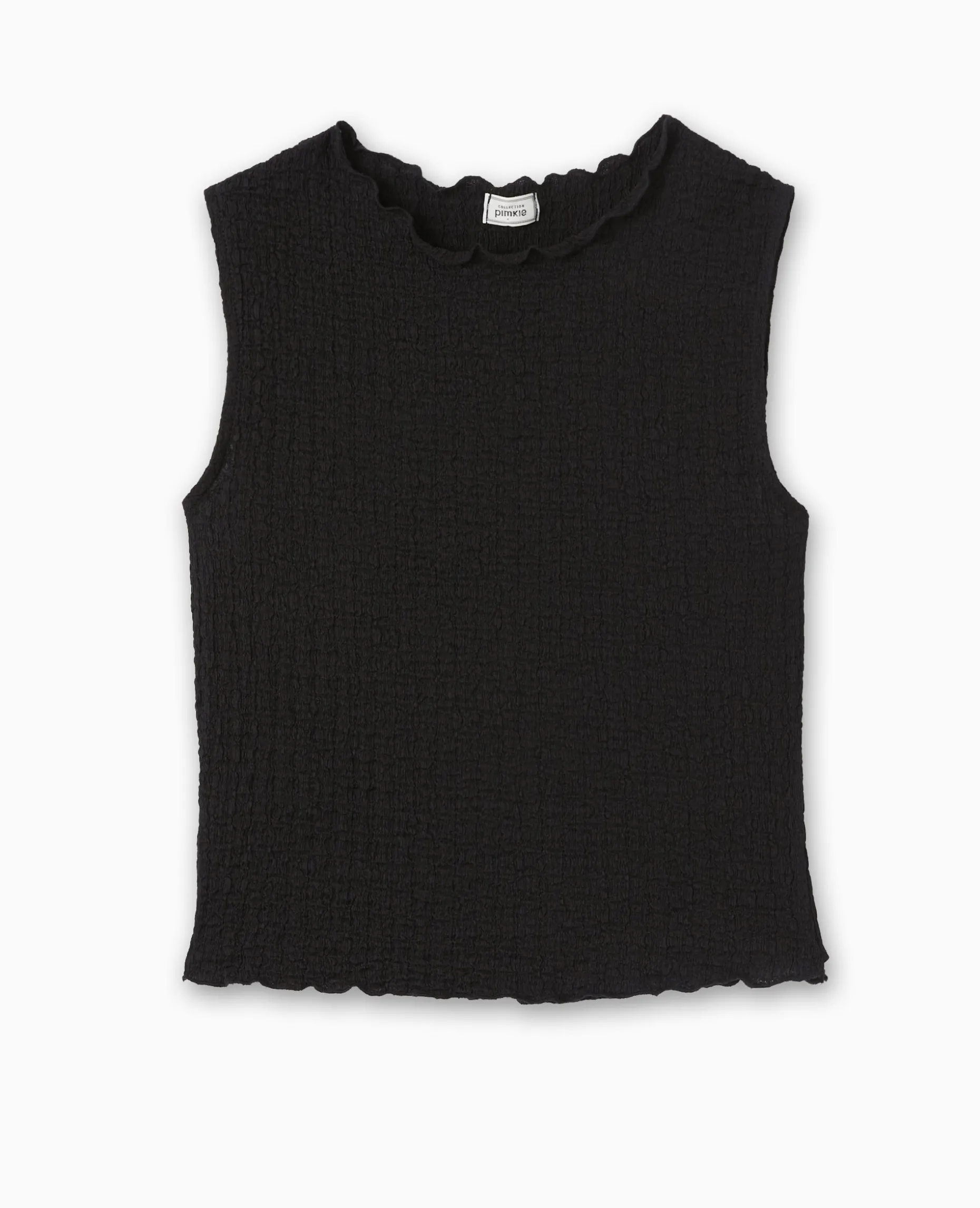 Top Sans Manches En Tissu Reliéfé - Noir