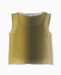 Top Sans Manches En Tulle Plissé - Vert Clair