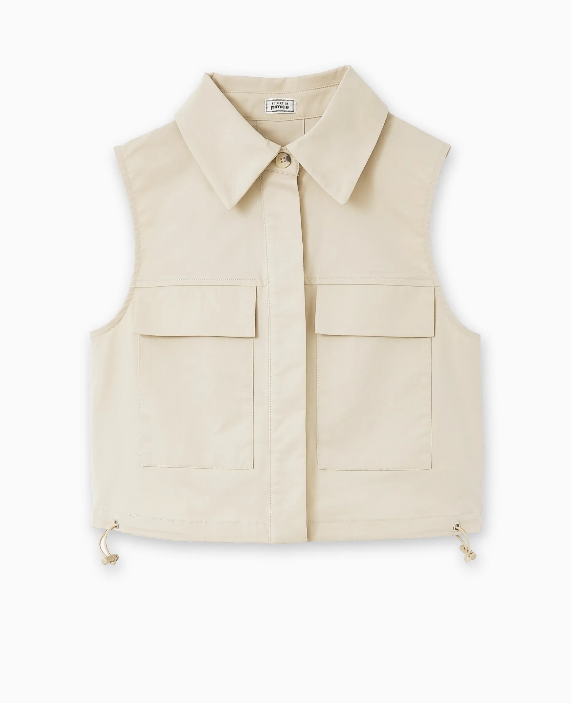 Top Veste Sans Manches Avec Poches - Beige