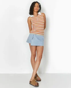 Top Zippé Sans Manches Avec Col Polo - Bleu