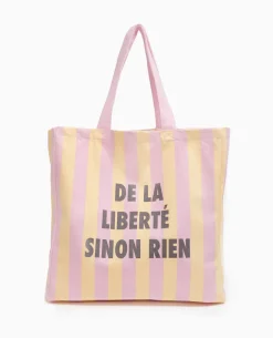 Tote Bag XXL Rayé - Rose Clair