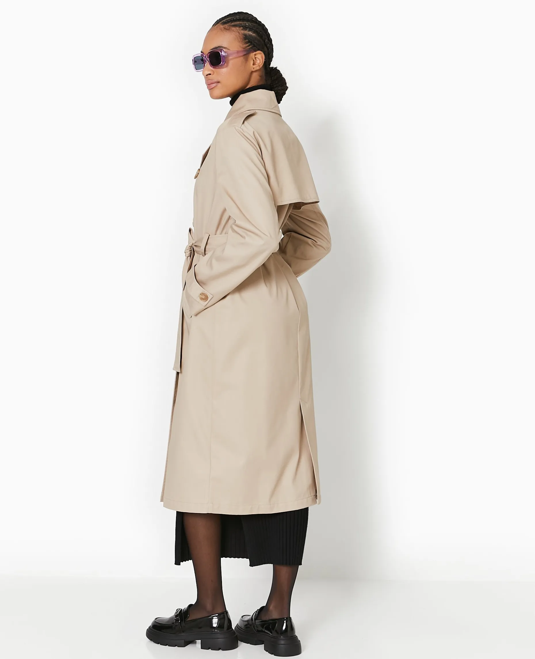 Trench En Toile Avec Ceinture - Beige