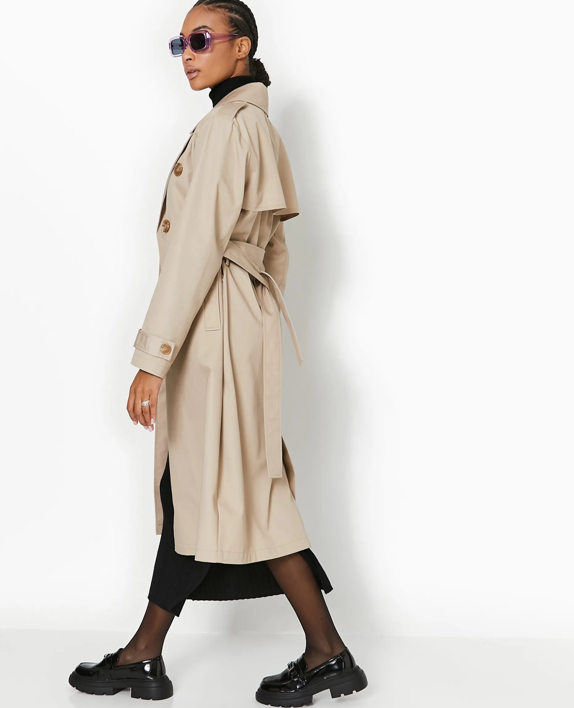Trench En Toile Avec Ceinture - Beige