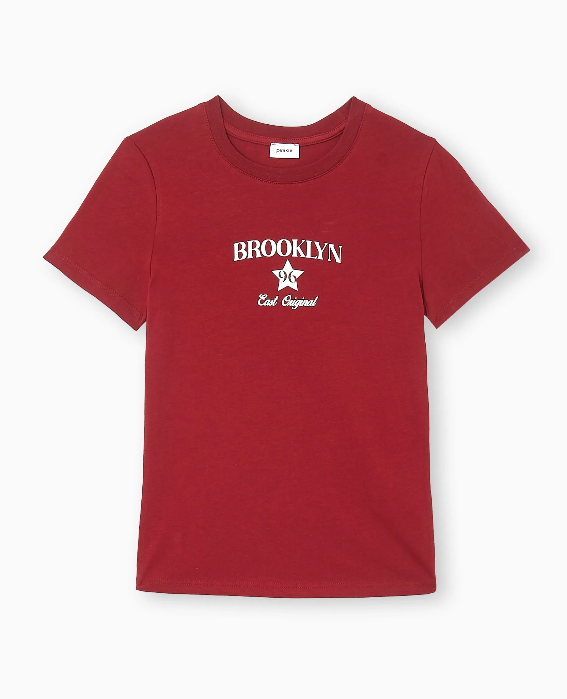 T-shirt Ajusté Avec Print - Bordeaux