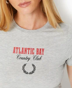T-shirt Ajusté Avec Print - Gris Chiné
