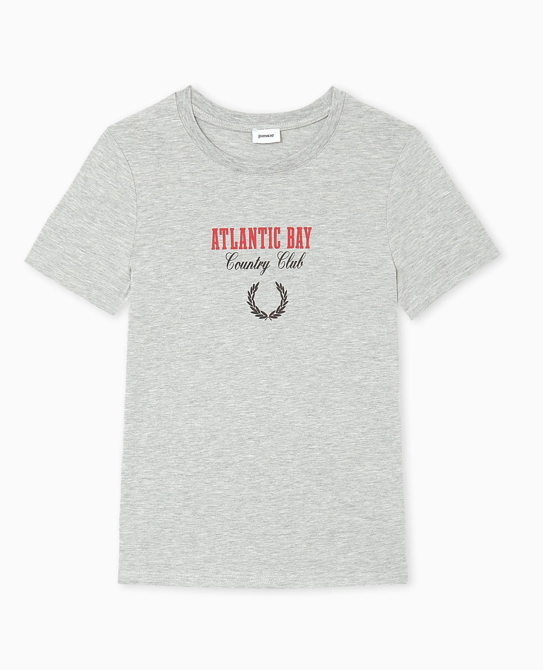 T-shirt Ajusté Avec Print - Gris Chiné