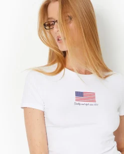 T-shirt Ajusté Avec Print - Blanc