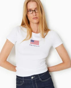 T-shirt Ajusté Avec Print - Blanc