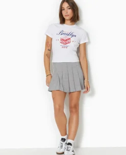 T-shirt Ajusté Avec Print Devant - Blanc