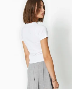 T-shirt Ajusté Avec Print Devant - Blanc